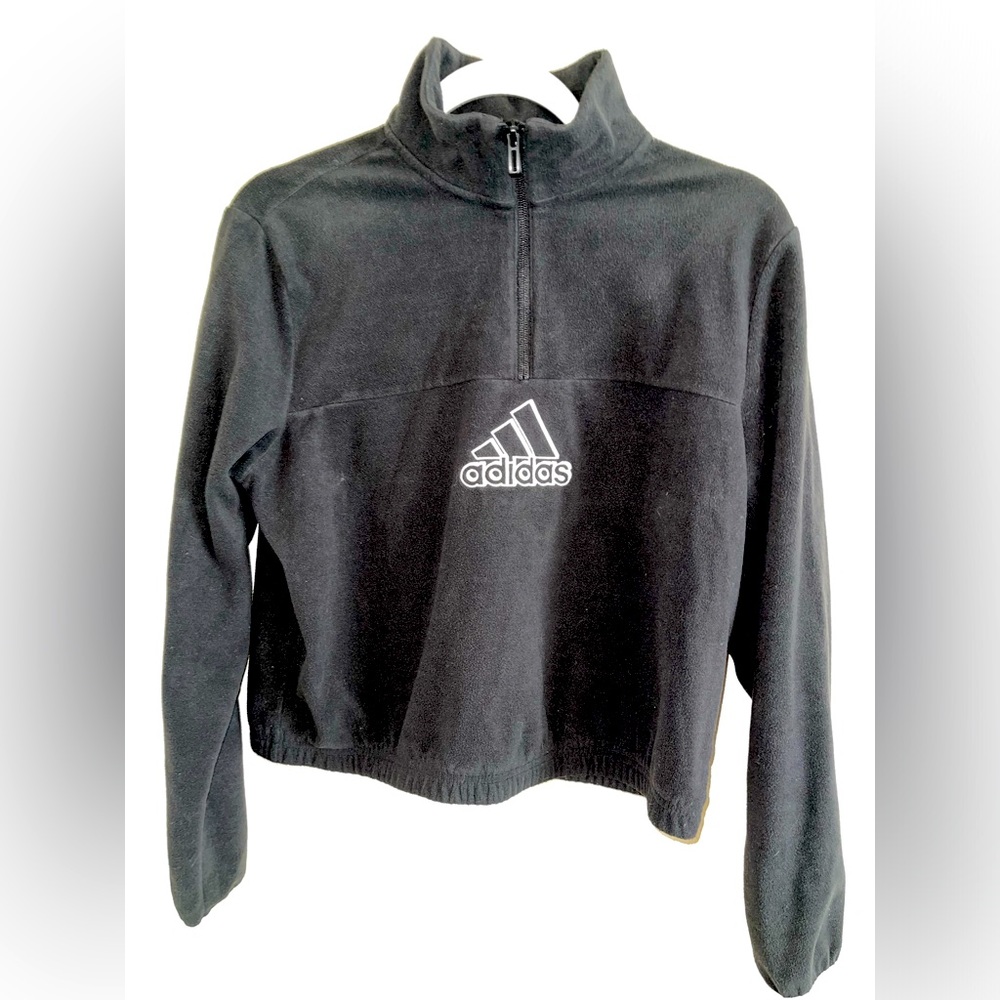 Adidas Semi Cropped Women’s Quarter Zip‎ Fleece Jacket size Large